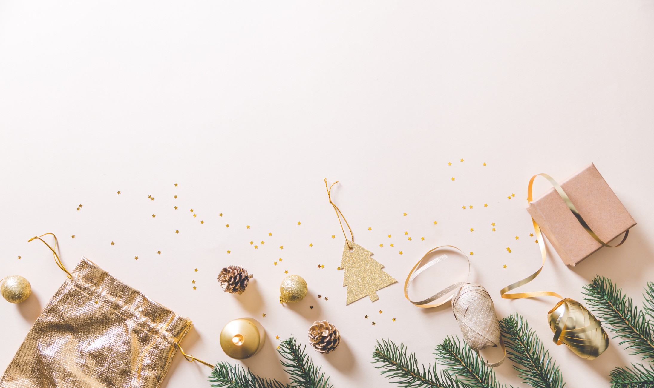 Gold Christmas Flat Lay Background